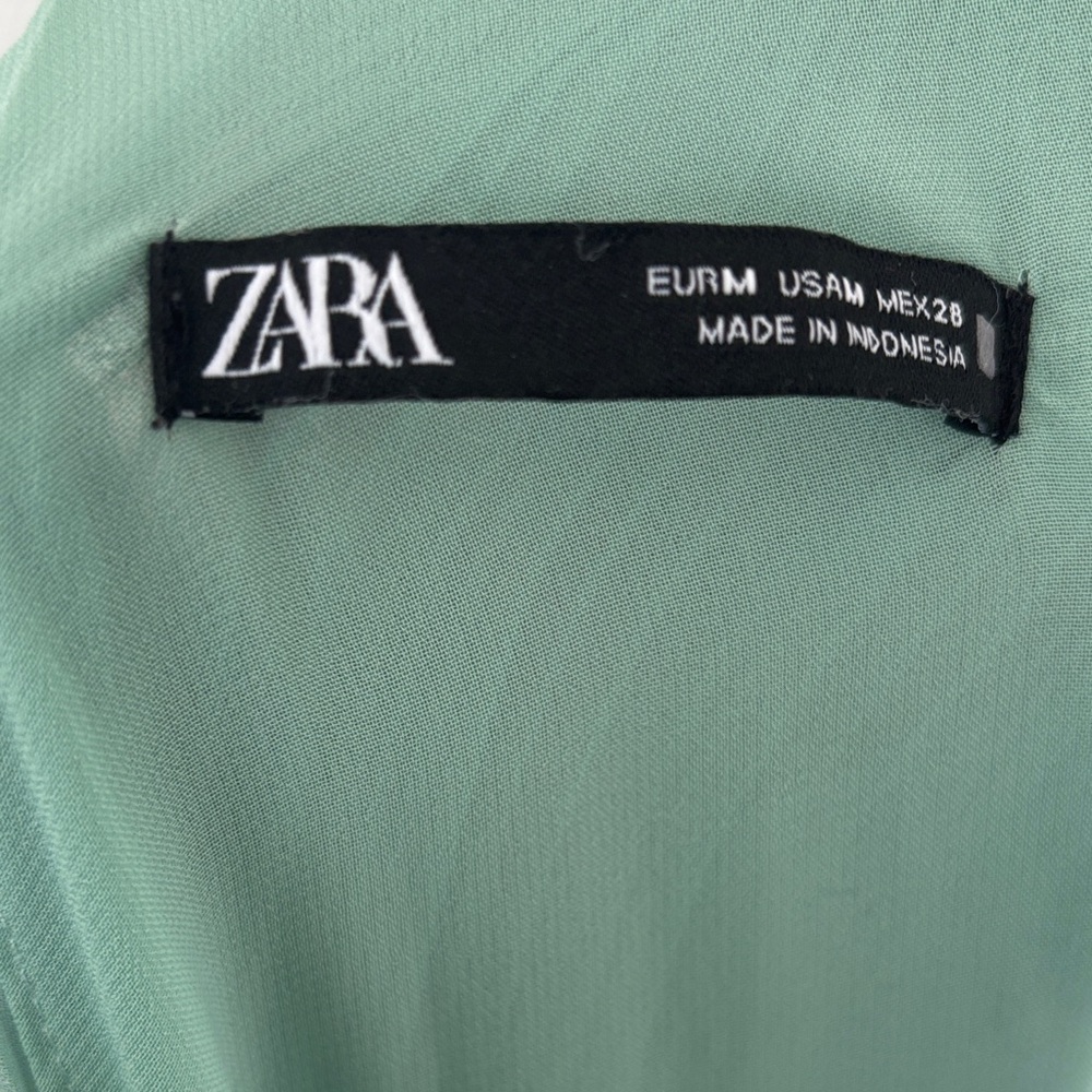 Medium Zara Sea Foam Pleated Cropped Jumpsuit - Picture 3 of 8